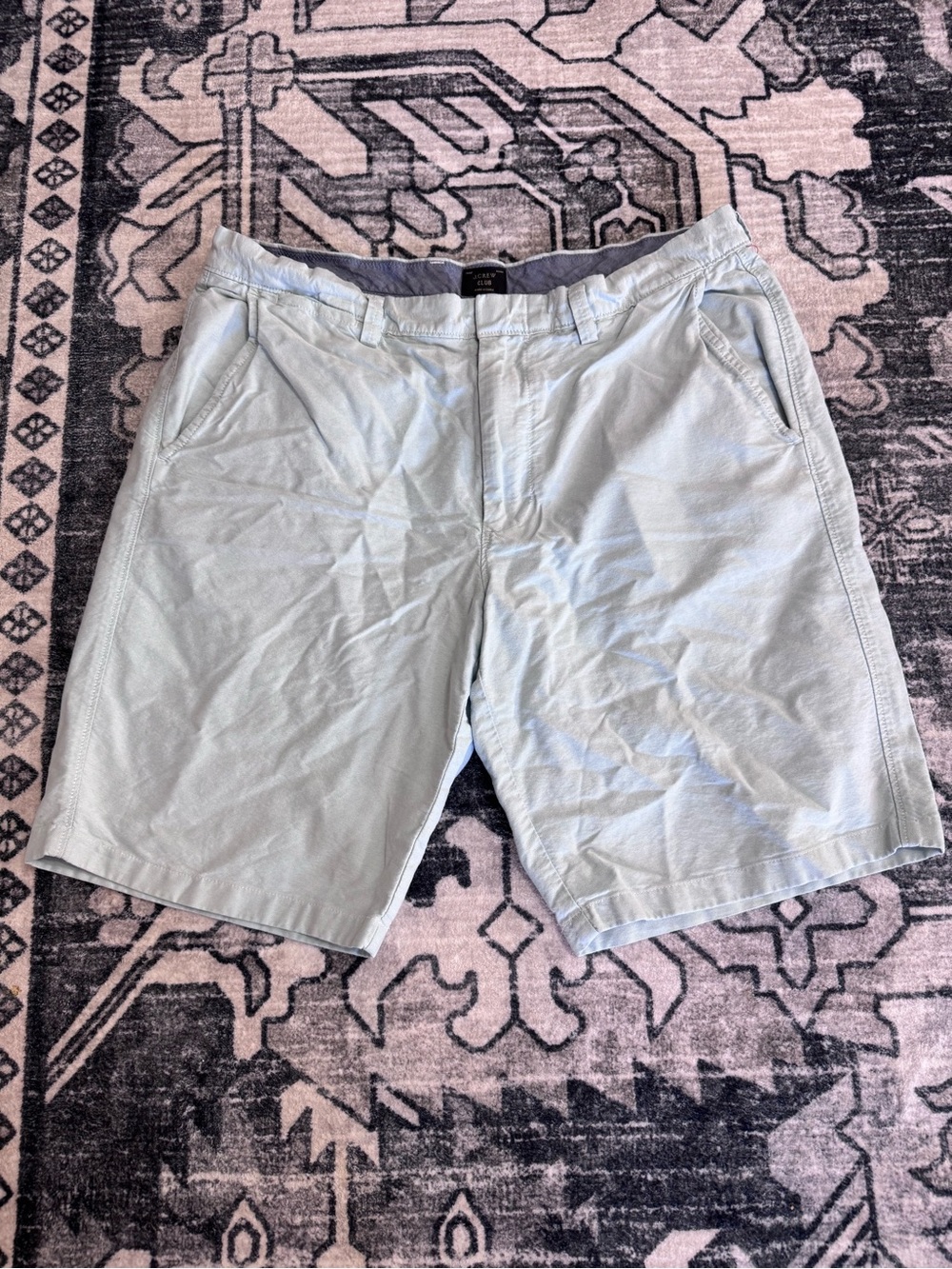 J. Crew Men’s Pale Blue Flat-Front Cotton Shorts 35 W 10.5 L